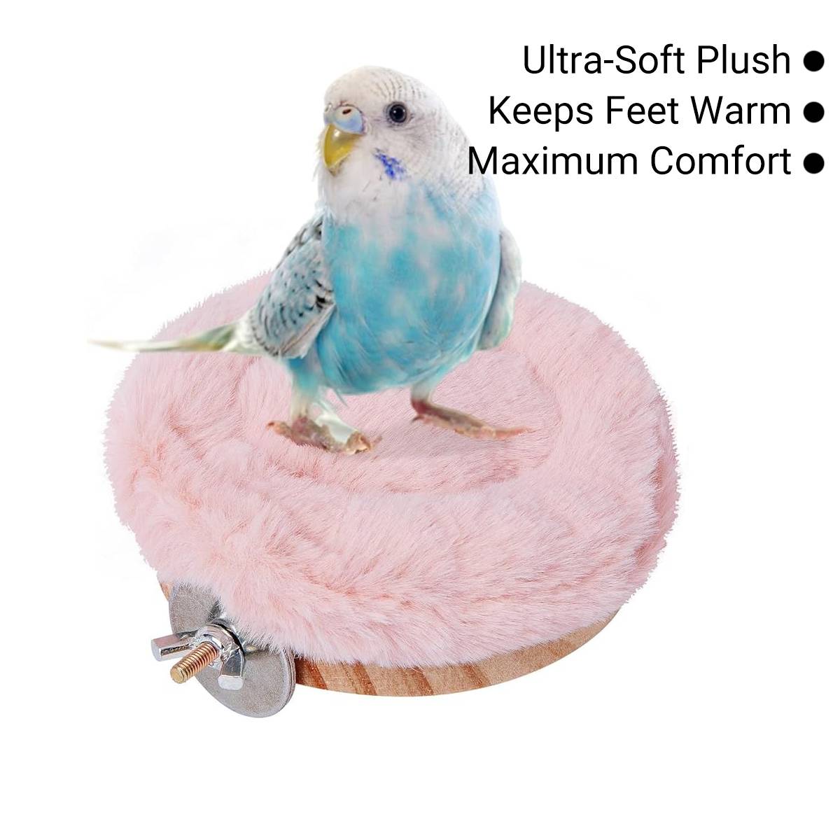 Plush Bird Perch Stand with Clamp | Comfortable Platform for Parrots