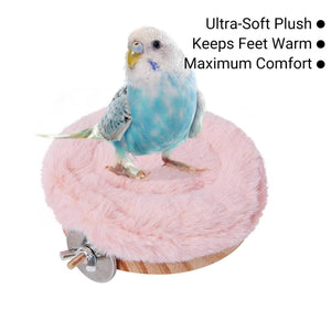 Plush Bird Perch Stand with Clamp | Comfortable Platform for Parrots