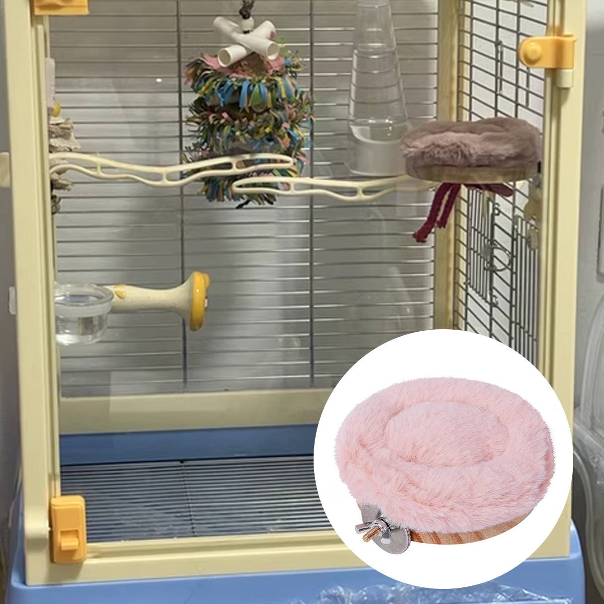 Plush Bird Perch Stand with Clamp | Comfortable Platform for Parrots