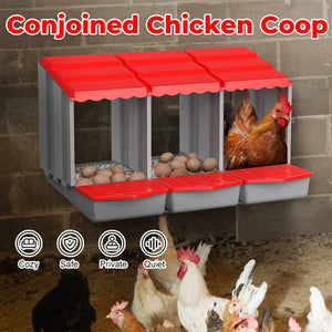 3-Compartment Chicken Nesting Box | Egg Laying Coop for Poultry