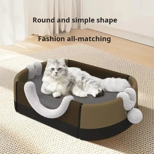 Convertible Cat Bed House Dual-Use Foldable Pet Nest