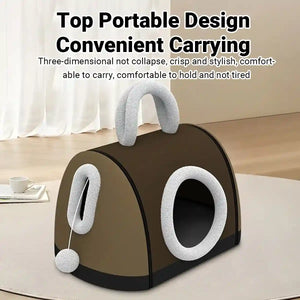 Convertible Cat Bed House Dual-Use Foldable Pet Nest