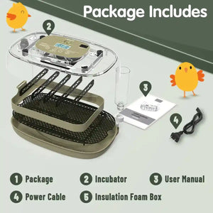 24 Egg Incubator Auto Turn Humidity Display Water Refill