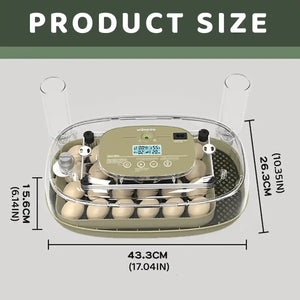 24 Egg Incubator Auto Turn Humidity Display Water Refill