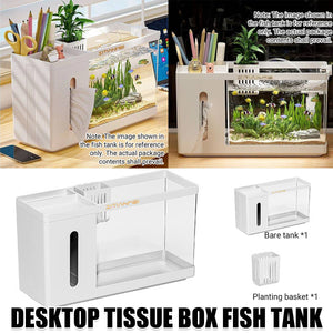 Desktop Aquarium - Mini Office Fish Tank with Tissue Dispenser