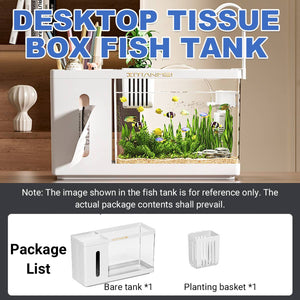 Desktop Aquarium - Mini Office Fish Tank with Tissue Dispenser