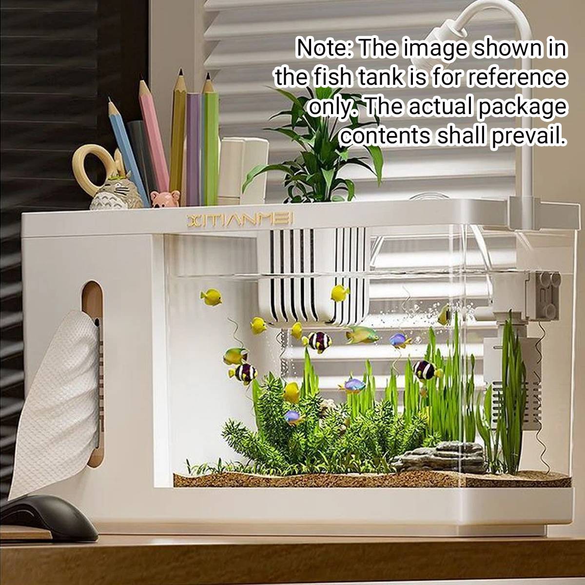 Desktop Aquarium - Mini Office Fish Tank with Tissue Dispenser