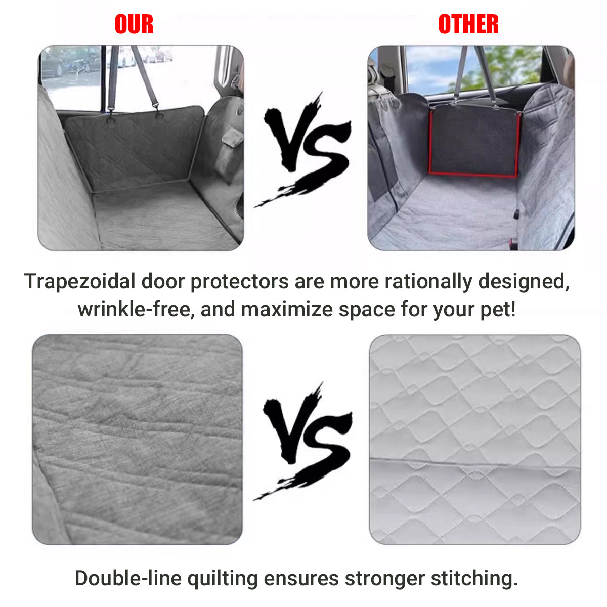4 In 1 Detachable Car Pet Mat For Back Seat & Trunk