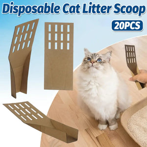 20PCS Disposable Cat Litter Scoops Biodegradable Cardboard Design