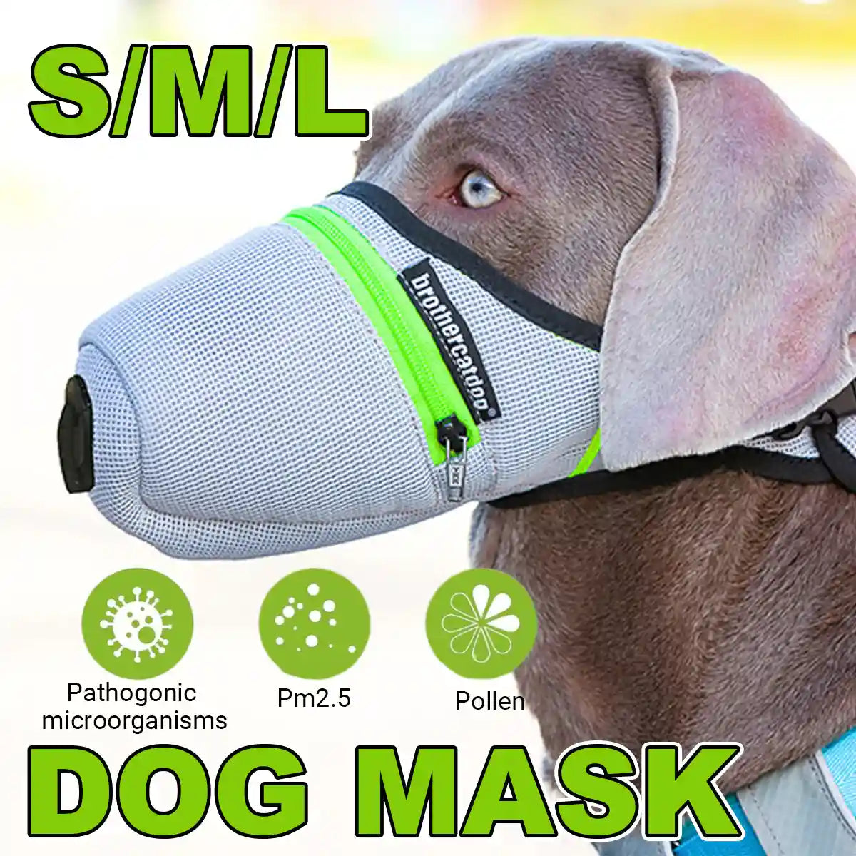 Dog Mask Breathable Adjustable Air Filter Muzzle for Pets
