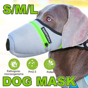 Dog Mask Breathable Adjustable Air Filter Muzzle for Pets