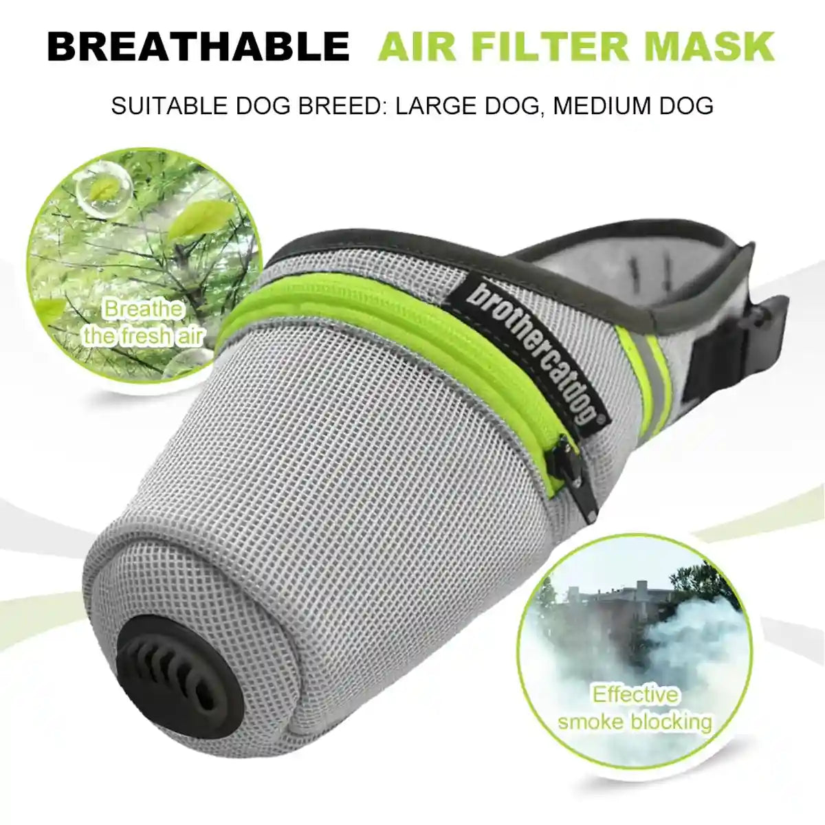 Dog Mask Breathable Adjustable Air Filter Muzzle for Pets