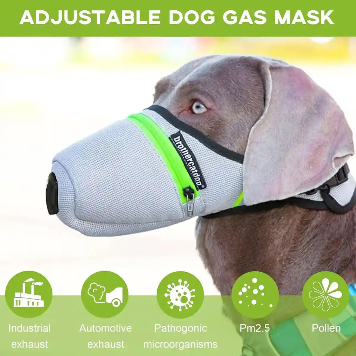 Dog Mask Breathable Adjustable Air Filter Muzzle for Pets
