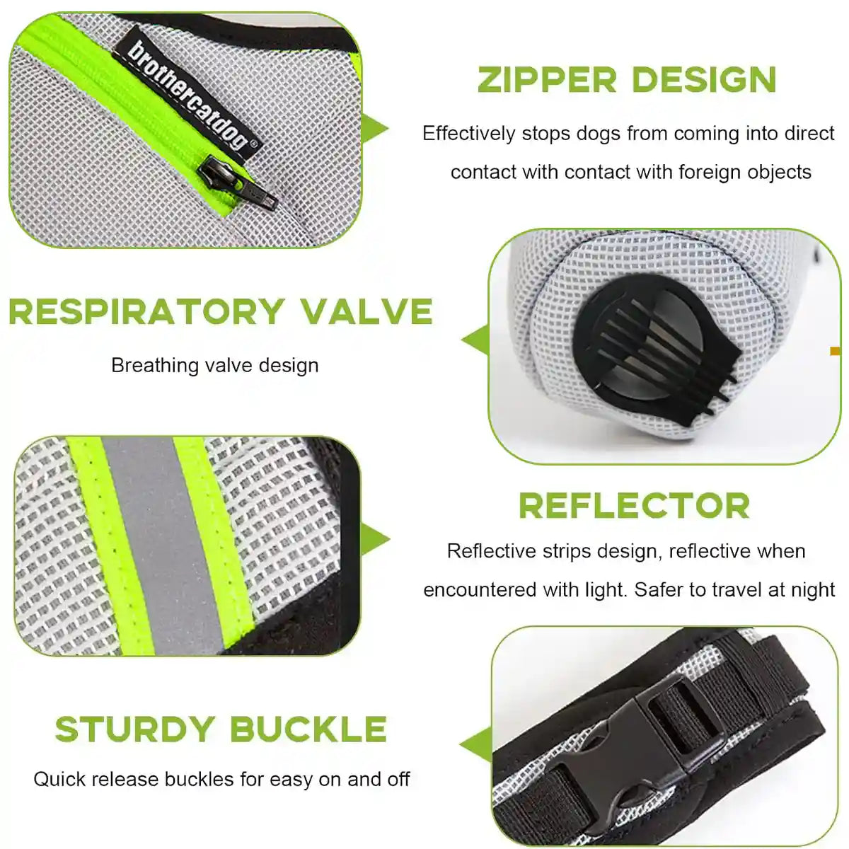 Dog Mask Breathable Adjustable Air Filter Muzzle for Pets