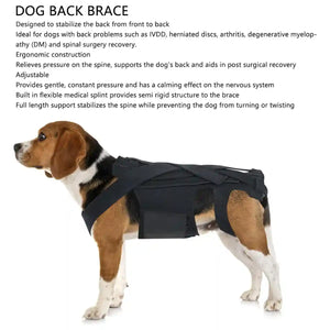 Dog Back Support Brace Full-Length Spinal Support Vest