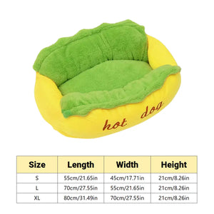 Hot Dog Shape Pet Bed Plush Sofa for Cats & Small Dogs