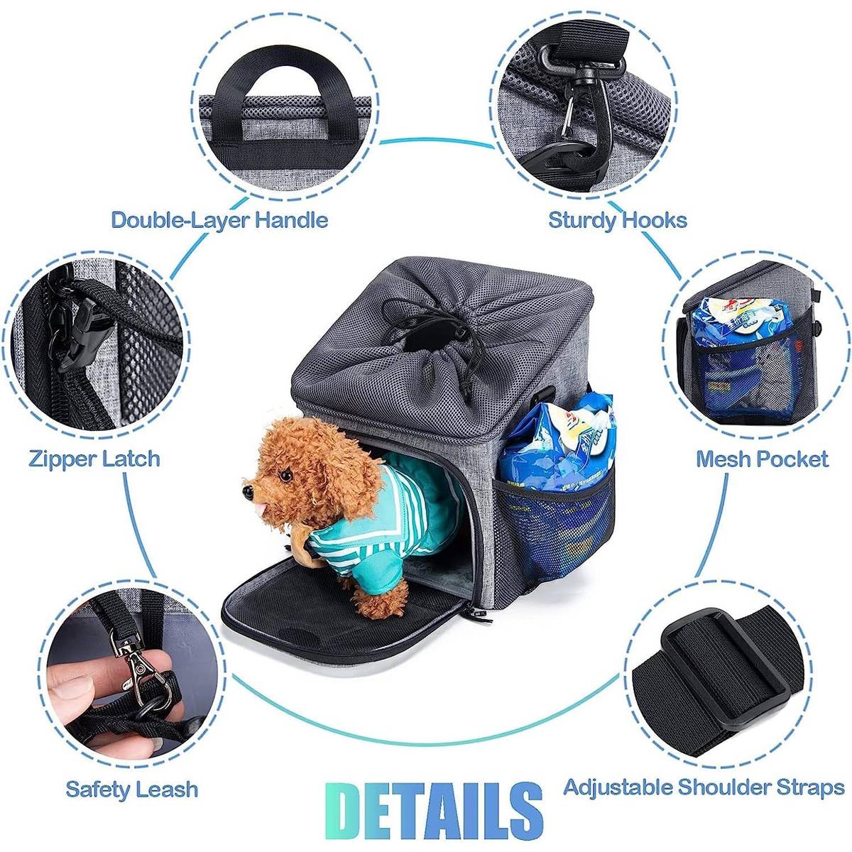 Wakytu Dog Bike Basket Carrier With Rain Cover
