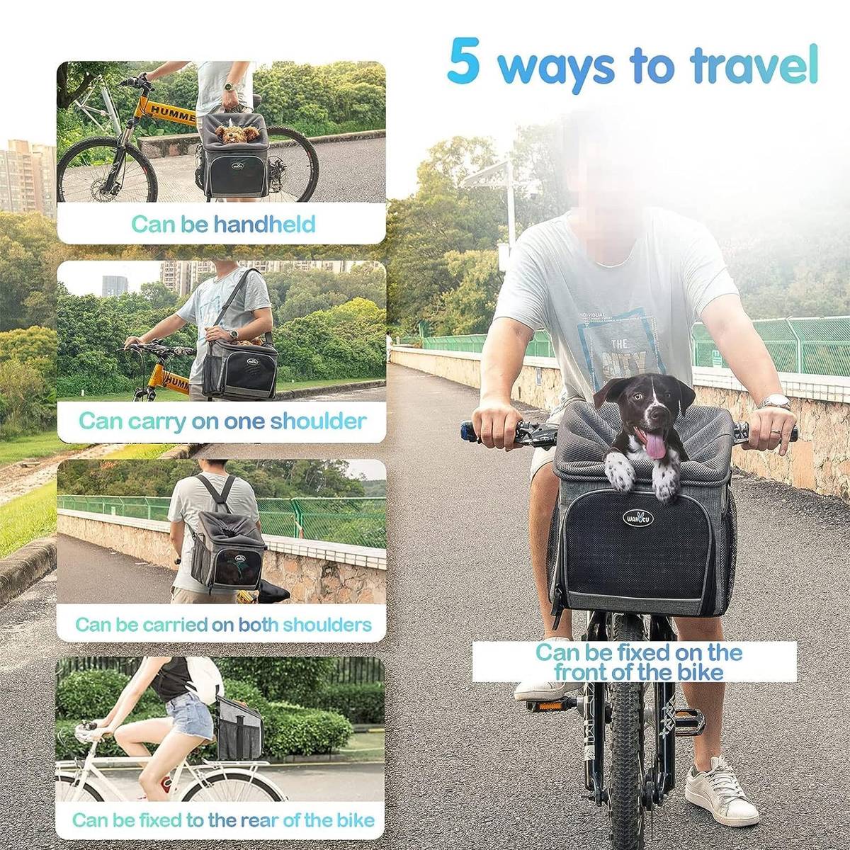 Wakytu Dog Bike Basket Carrier With Rain Cover
