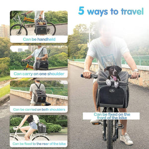 Wakytu Dog Bike Basket Carrier With Rain Cover
