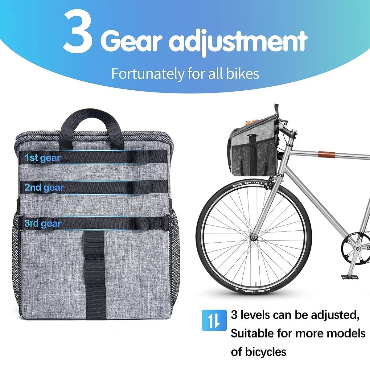 Wakytu Dog Bike Basket Carrier With Rain Cover