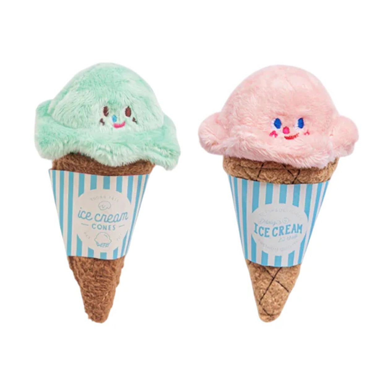 Ice Cream Cone Dog Chew Toy Plush With Squeaker