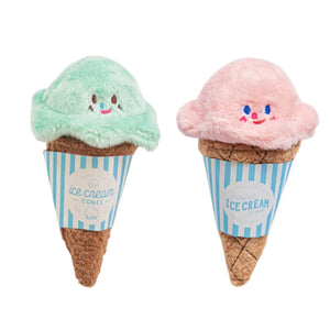 Ice Cream Cone Dog Chew Toy Plush With Squeaker