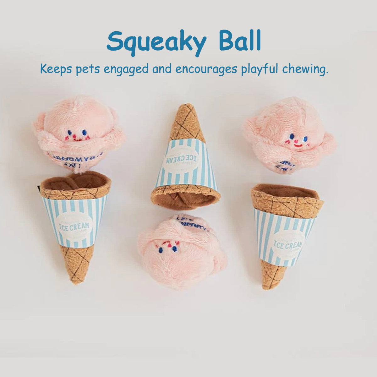 Ice Cream Cone Dog Chew Toy Plush With Squeaker