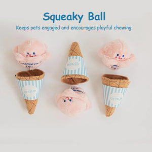 Ice Cream Cone Dog Chew Toy Plush With Squeaker