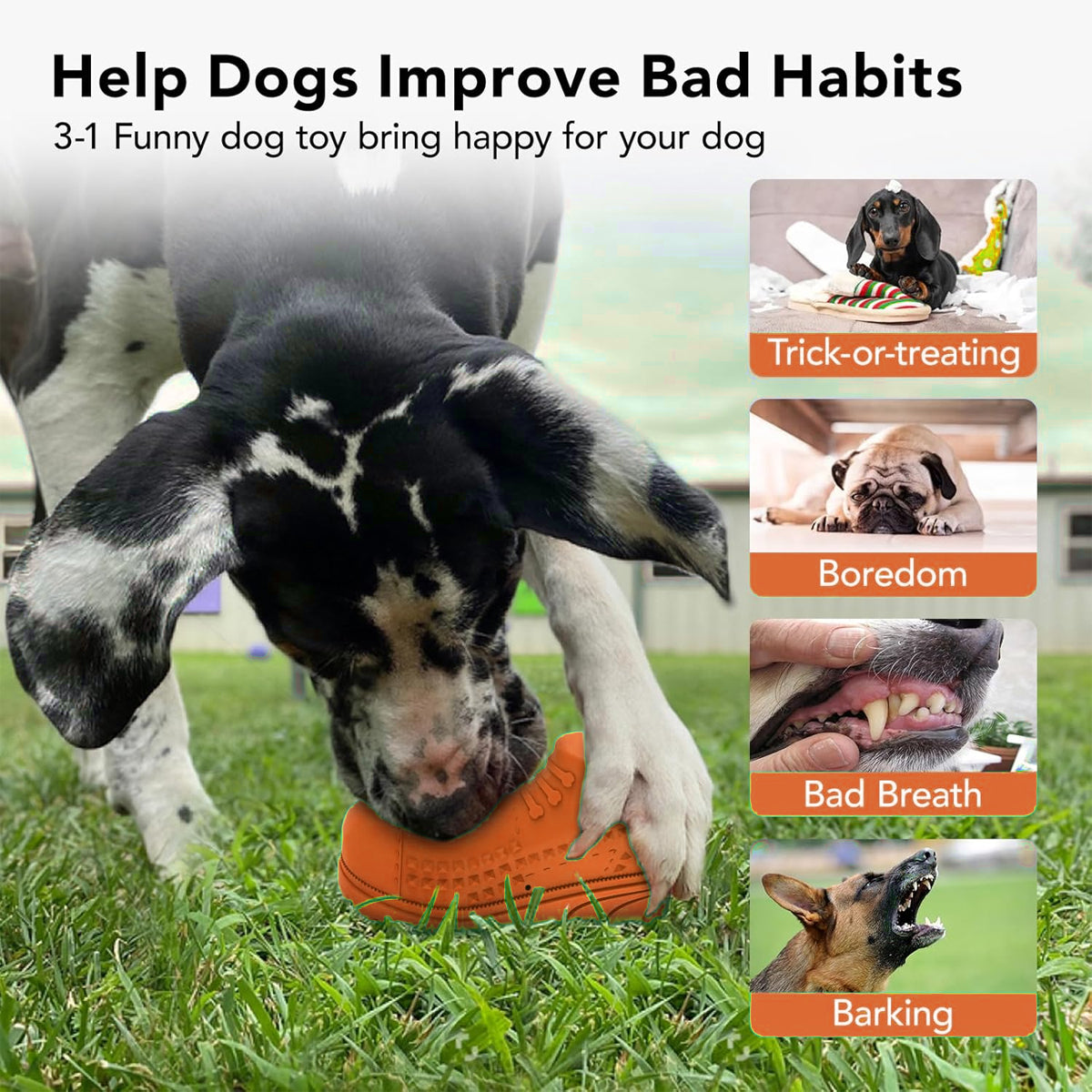 Dog Chew Toy Durable Squeaky Rubber Shoe for Dental Cleaning