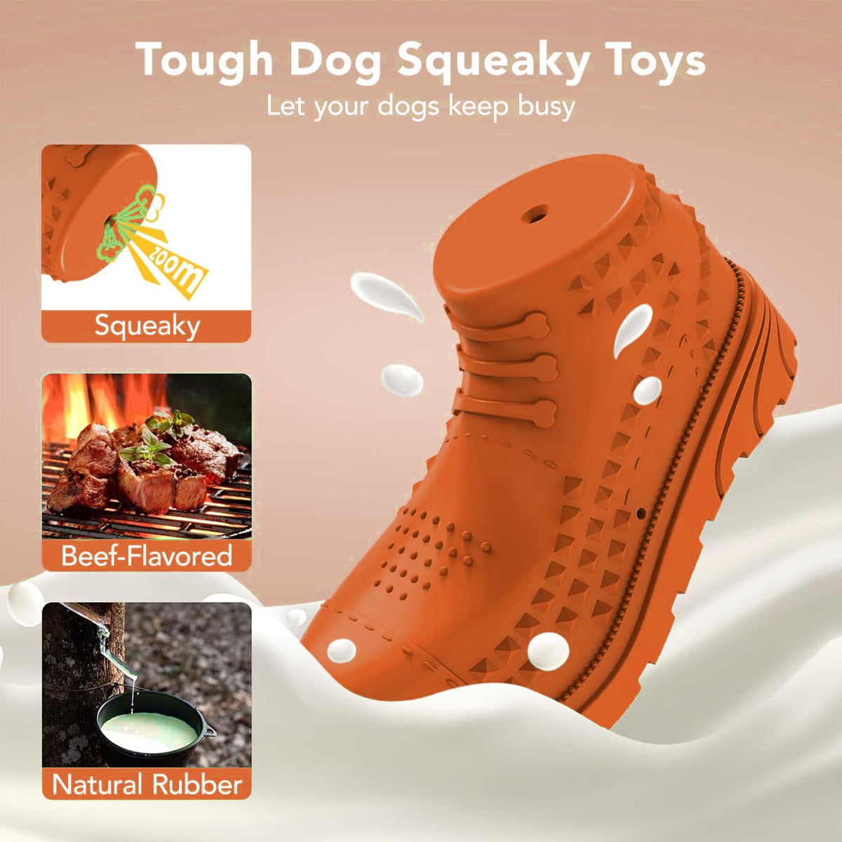 Dog Chew Toy Durable Squeaky Rubber Shoe for Dental Cleaning