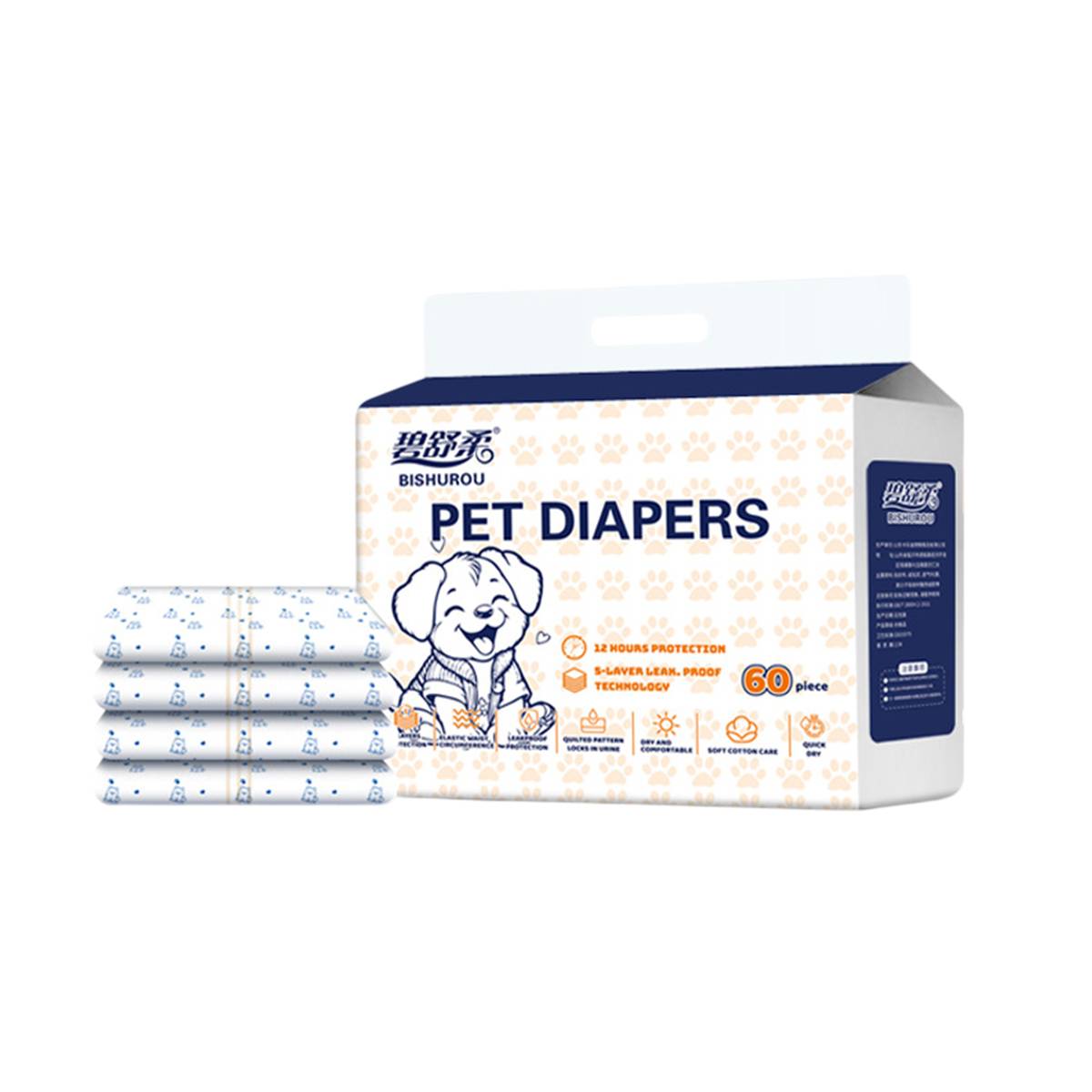 Disposable Dog Diapers 60PCS | Super Absorbent Leak-Proof Pet Nappies