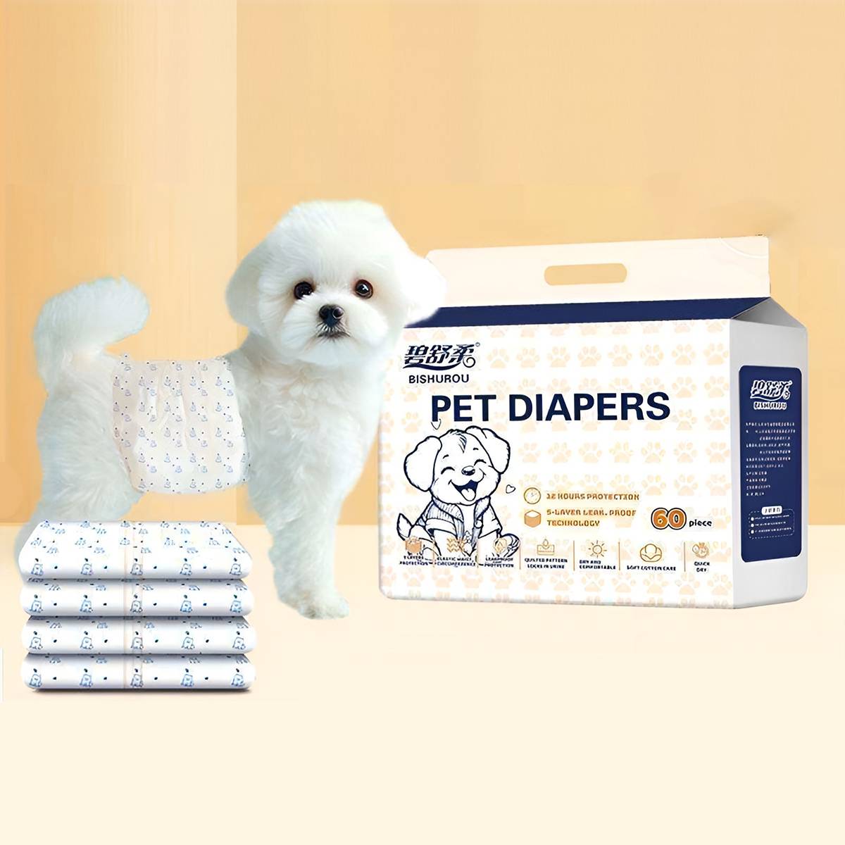 Disposable Dog Diapers 60PCS | Super Absorbent Leak-Proof Pet Nappies