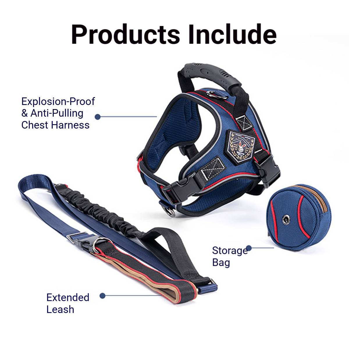 Heavy Duty Anti-Pull Dog Harness And Bungee Leash Set