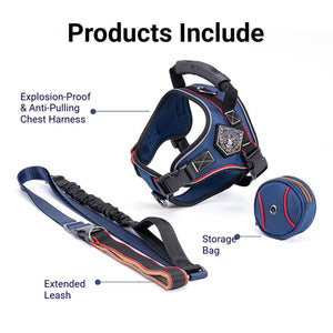 Heavy Duty Anti-Pull Dog Harness And Bungee Leash Set