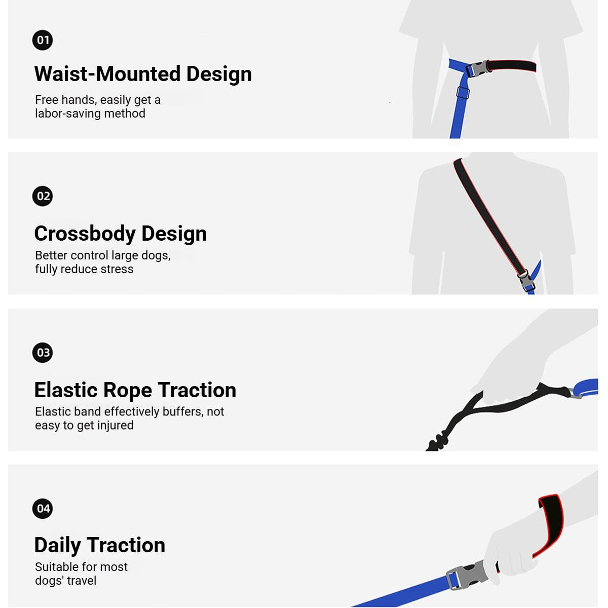 Heavy Duty Anti-Pull Dog Harness And Bungee Leash Set