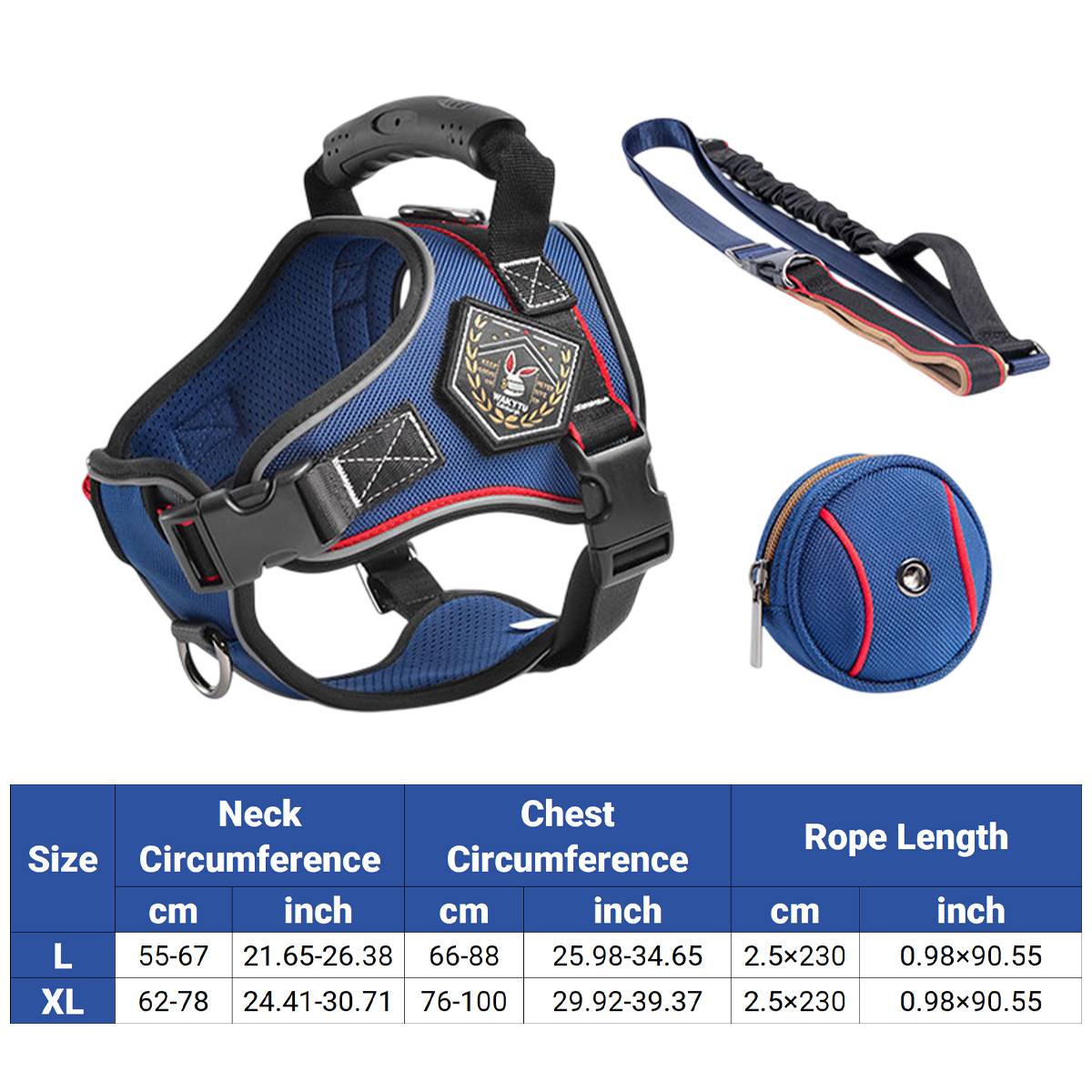 Heavy Duty Anti-Pull Dog Harness And Bungee Leash Set