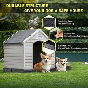 Durable Outdoor Dog House Waterproof Plastic Kennel with Lockable Door