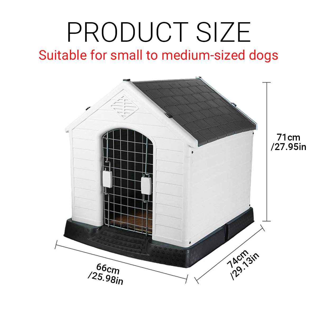 Durable Outdoor Dog House Waterproof Plastic Kennel with Lockable Door