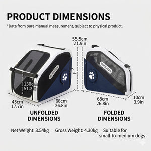 DODOPET Foldable Dog Car Carrier, Safe Travel Pet Car Seat