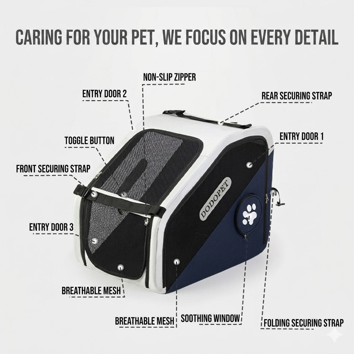 DODOPET Foldable Dog Car Carrier, Safe Travel Pet Car Seat