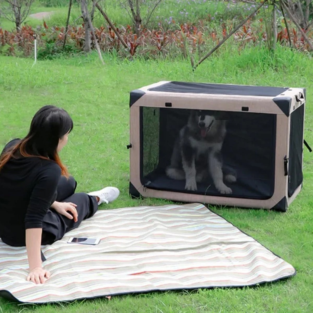 DODOPET Foldable Soft Dog Crate, XL Portable Travel Pet Kennel