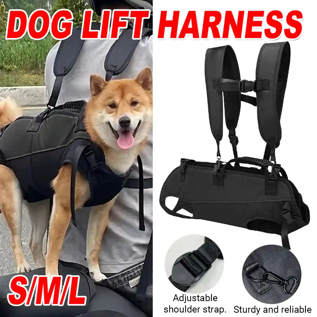 Dog Lift Harness Adjustable Support Carrying Harness for Pets