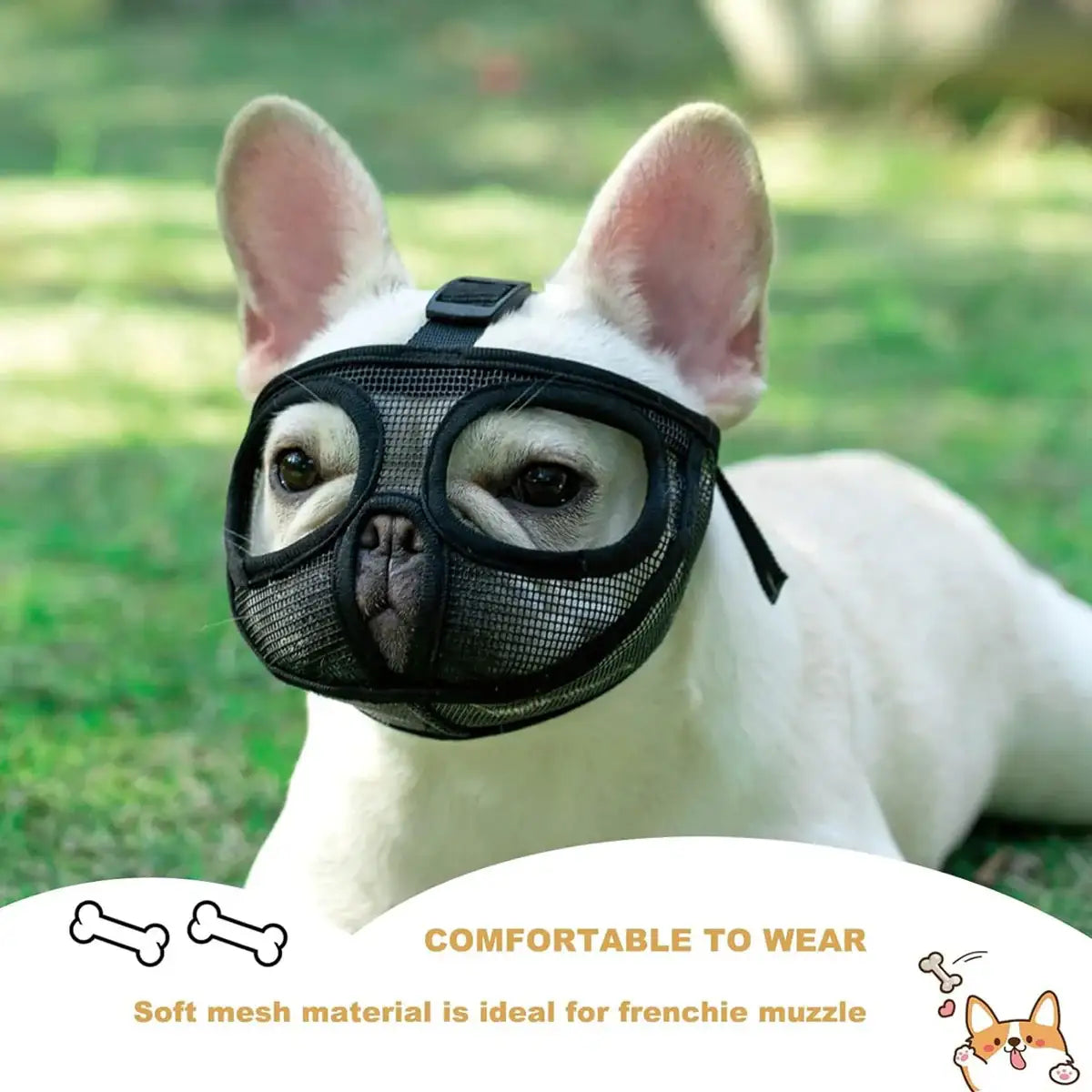 Mesh Dog Muzzle for Short-Mouthed Breeds – Breathable & Adjustable