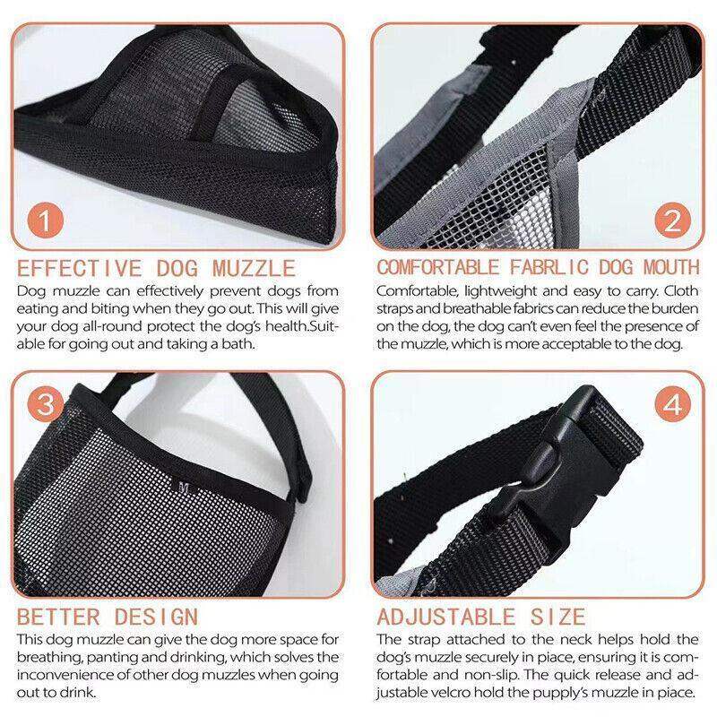 Nylon Dog Muzzle  Adjustable Comfortable & Breathable Protection for Dogs