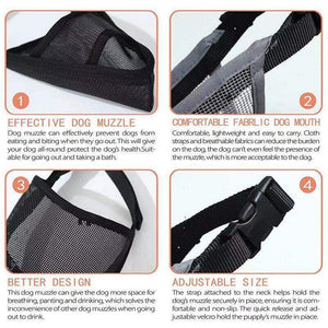 Nylon Dog Muzzle  Adjustable Comfortable & Breathable Protection for Dogs