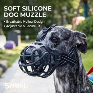 Soft Silicone Dog Muzzle, Breathable Basket Muzzle (S/M/L)