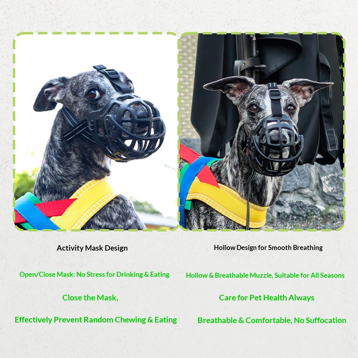 Soft Silicone Dog Muzzle, Breathable Basket Muzzle (S/M/L)