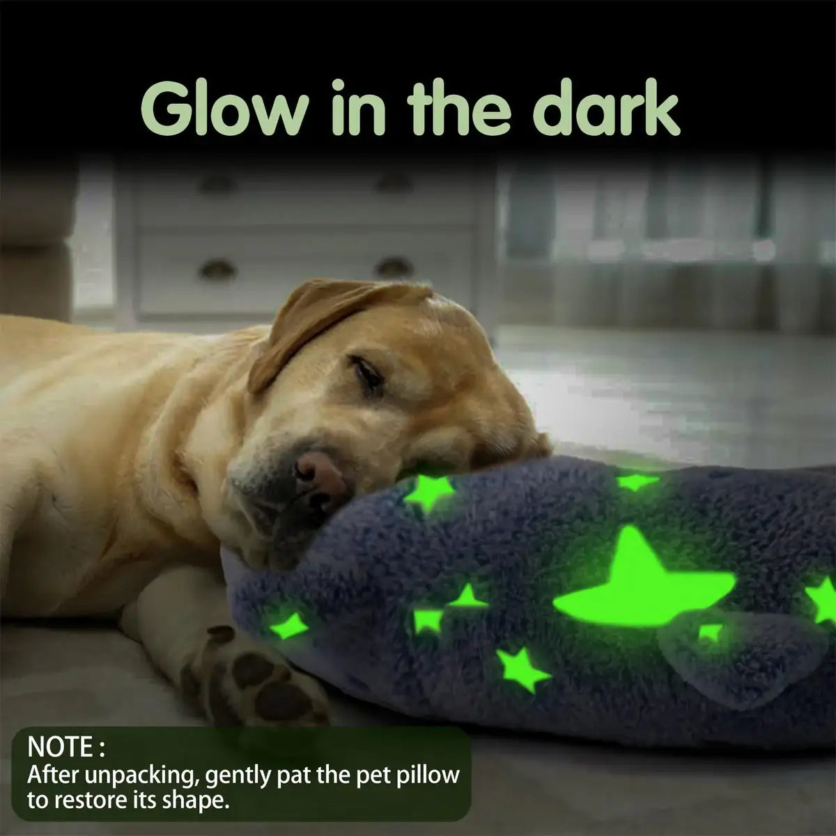 Glow In The Dark Dog Pillow for Anxiety Relief and Neck Support