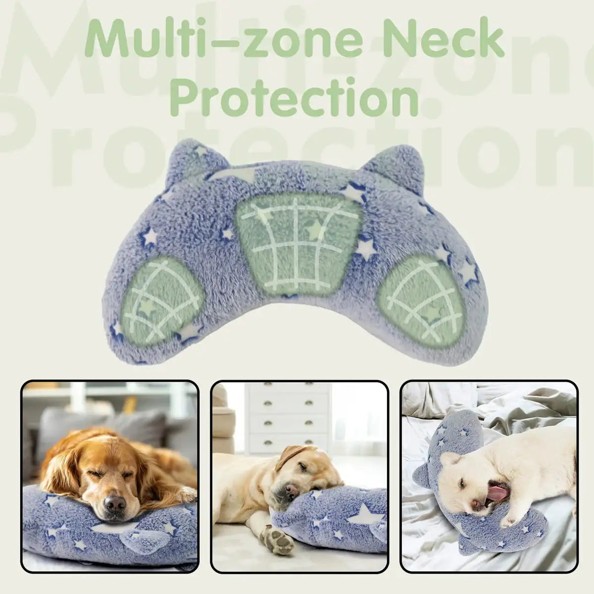 Glow In The Dark Dog Pillow for Anxiety Relief and Neck Support