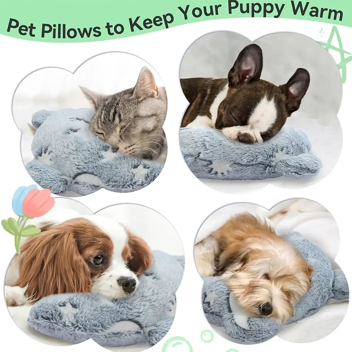 Glow In The Dark Dog Pillow for Anxiety Relief and Neck Support